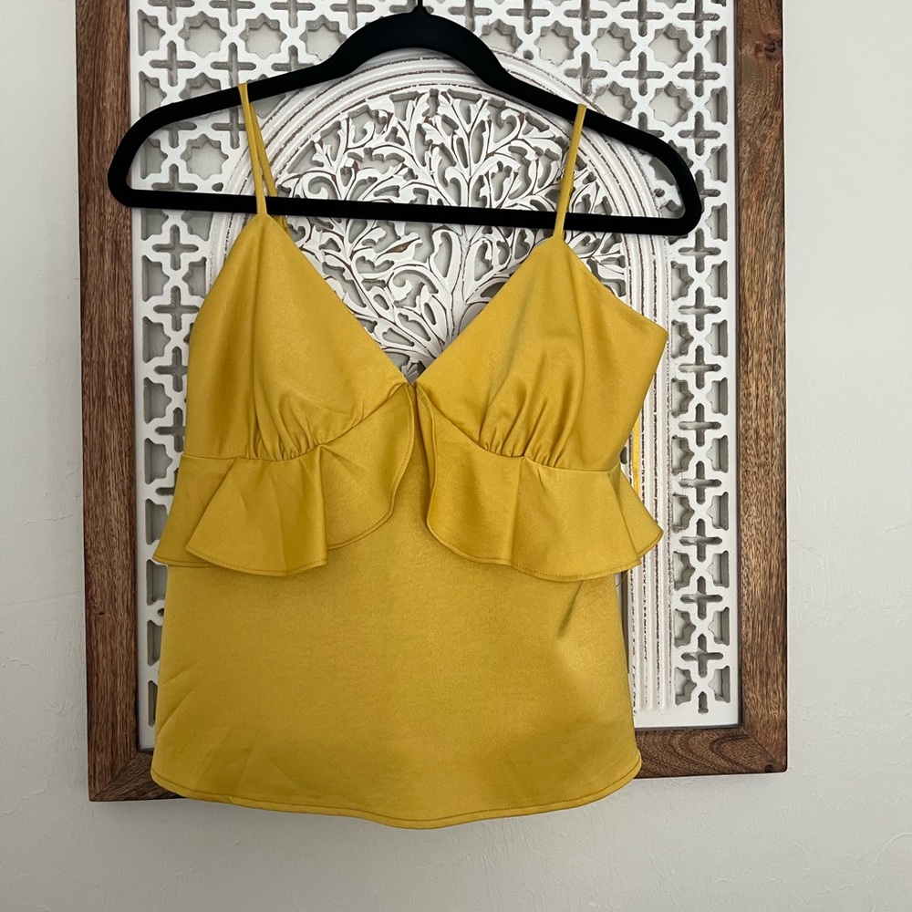 Express Yellow Ruffle V-Neck Cami